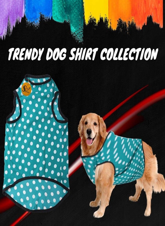Sage Square Funky Soft Material Dog T-Shirt | Cool/Funky Print Pet | Soft Light Weight | Comfortable & Breathable Dog Clothing | Trendy Vest Outfit (Polka Sky Blue) (Small - 14inch) - Image 2